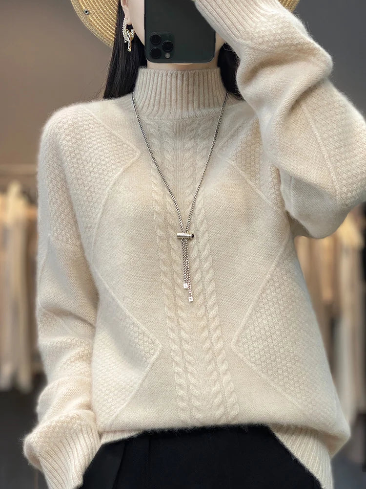 Ella™ Jersey de Cachemira con Cuello Alto