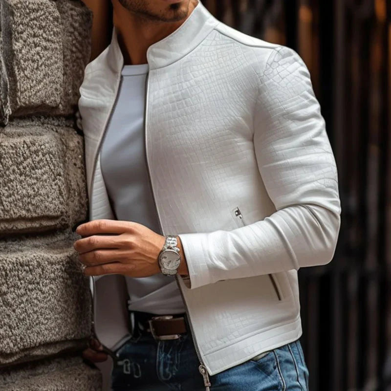 El Titán | Cazadora de Piel para Hombre con Estampado de Piedra