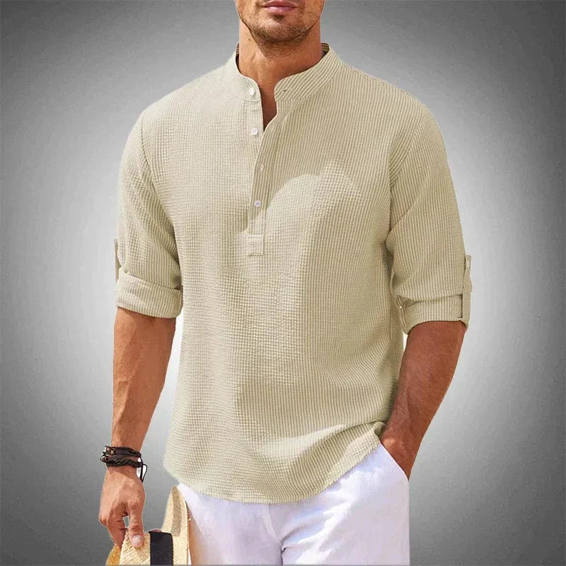Gonzalo™ Camisa de manga larga de algodón-lino