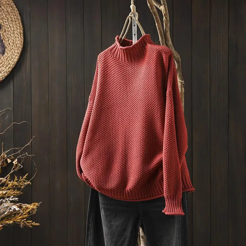 Helena™ Jersey de Cachemira con Cuello Alto y Patrón de Waffle