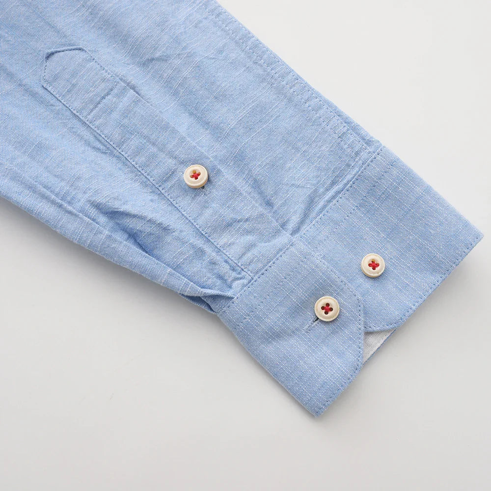 Iván - Camisa de manga larga en lino y algodón para hombre