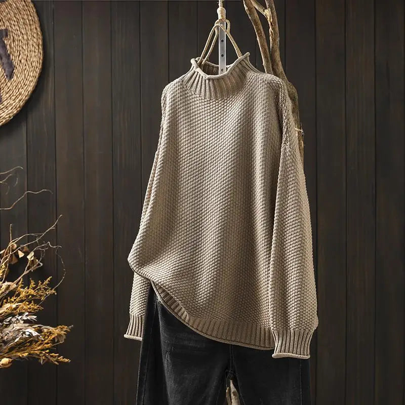 Helena™ Jersey de Cachemira con Cuello Alto y Patrón de Waffle
