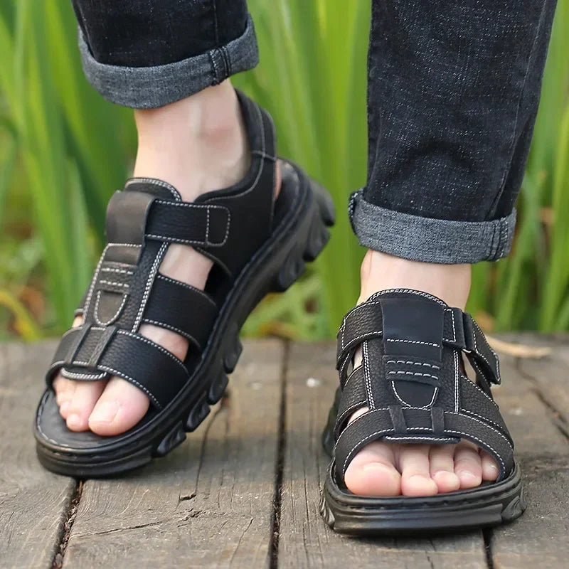 Erick - Sandalias casual de cuero para hombre