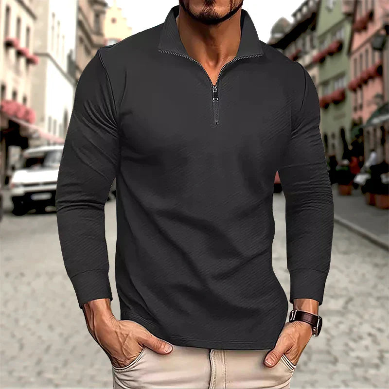 Gavino™ Polo de Manga Larga con Cremallera