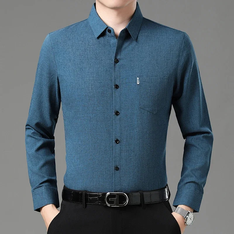 Esteban - Camisa de manga larga de algodón para hombre