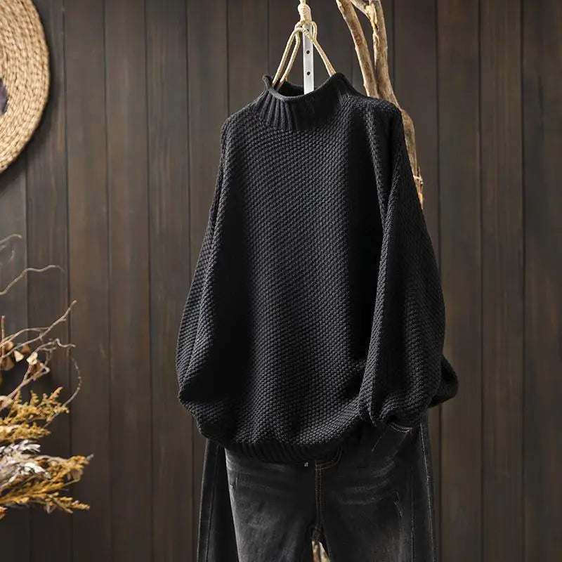 Helena™ Jersey de Cachemira con Cuello Alto y Patrón de Waffle