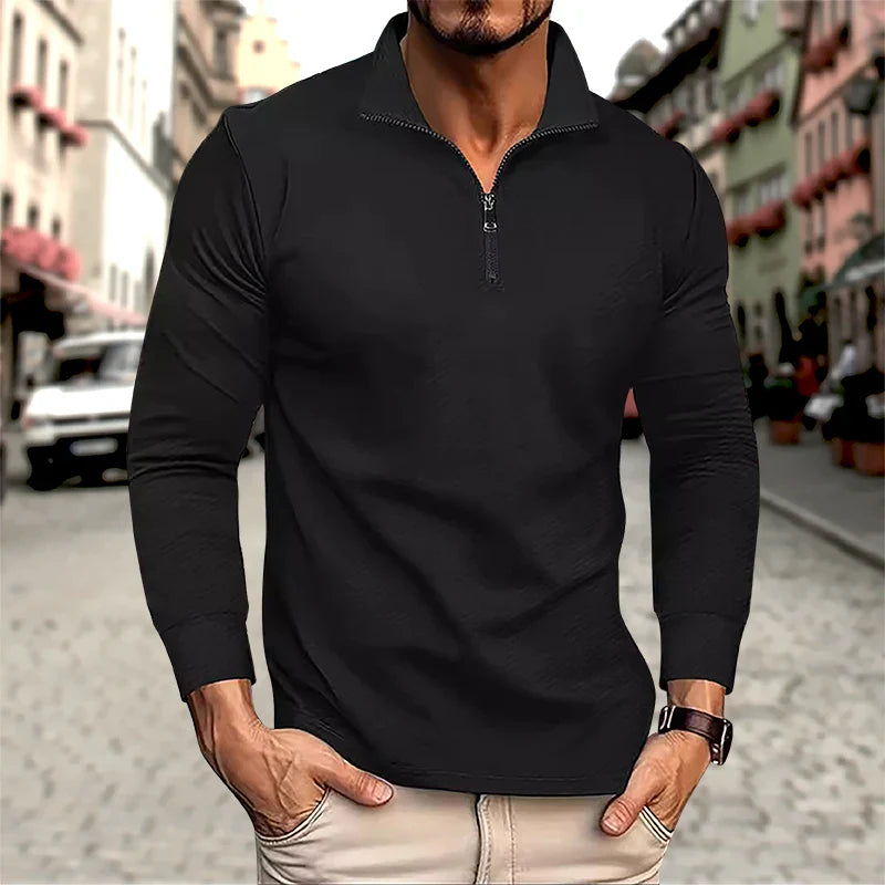 Gavino™ Polo de Manga Larga con Cremallera