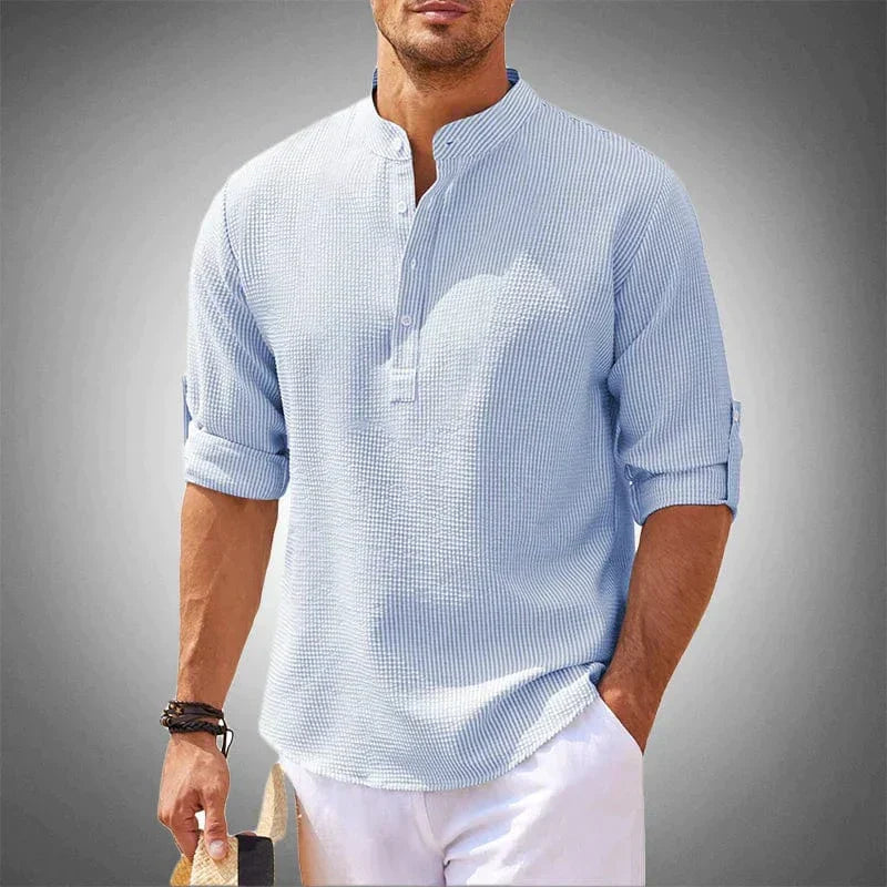 Gonzalo™ Camisa de manga larga de algodón-lino