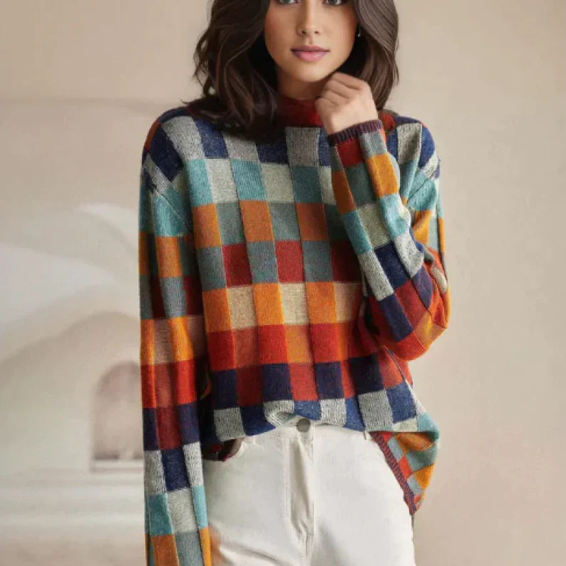 Jade | Jersey de Cachemira con Diseño de Patchwork