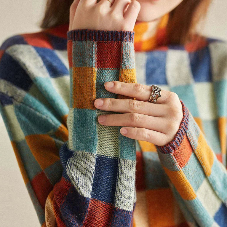 Jade | Jersey de Cachemira con Diseño de Patchwork