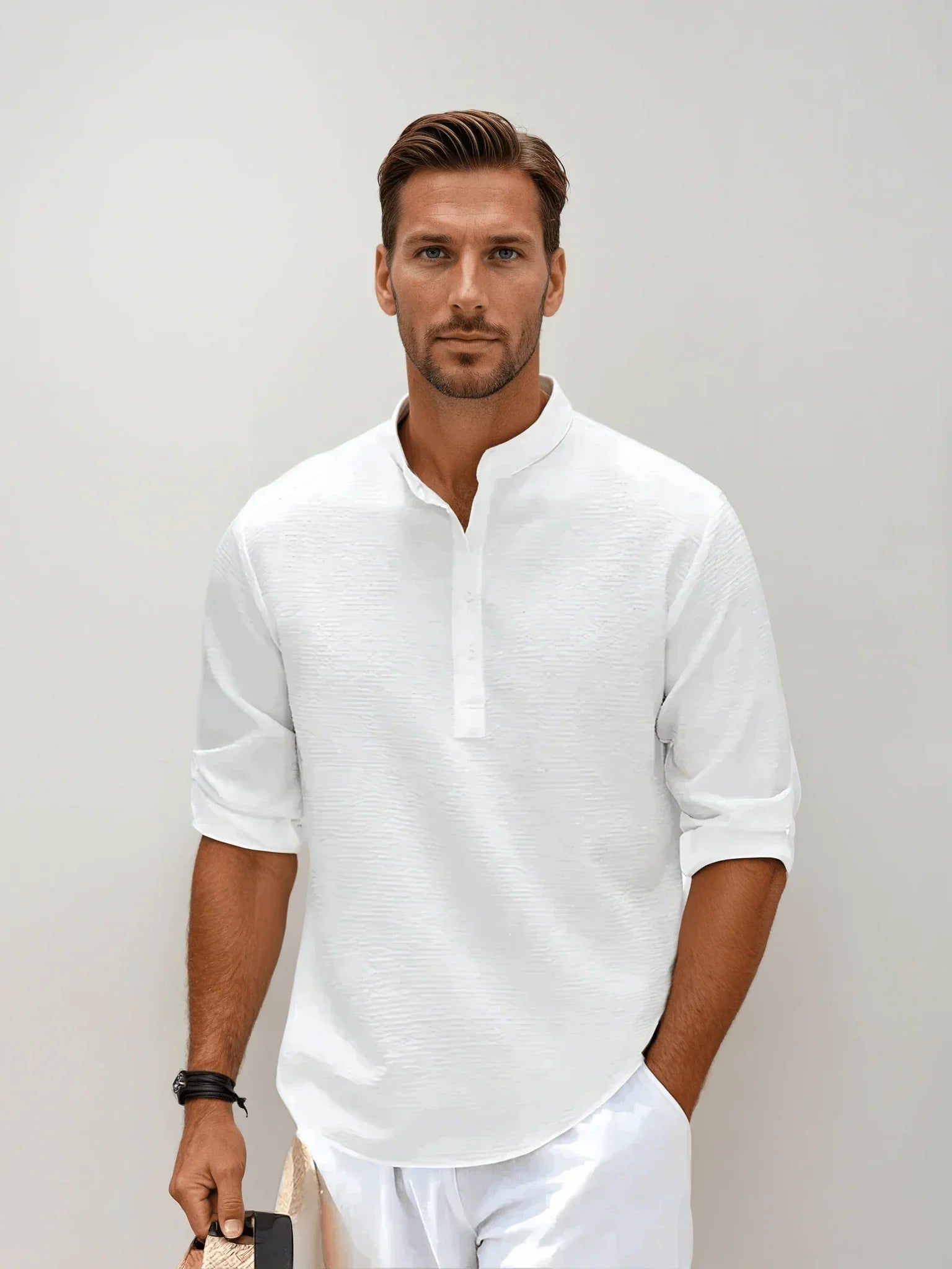 Gonzalo™ Camisa de manga larga de algodón-lino