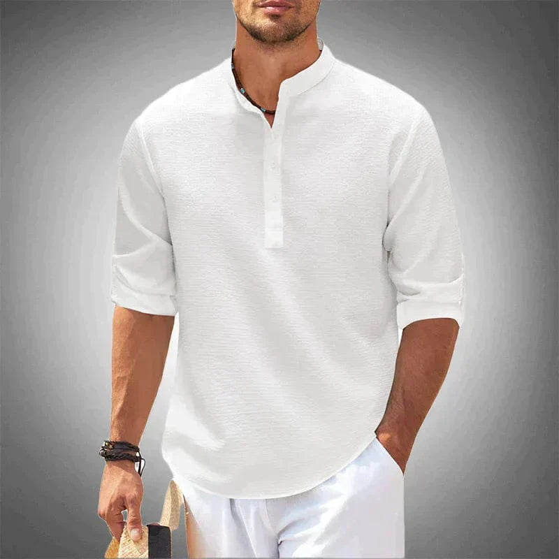 Gonzalo™ Camisa de manga larga de algodón-lino