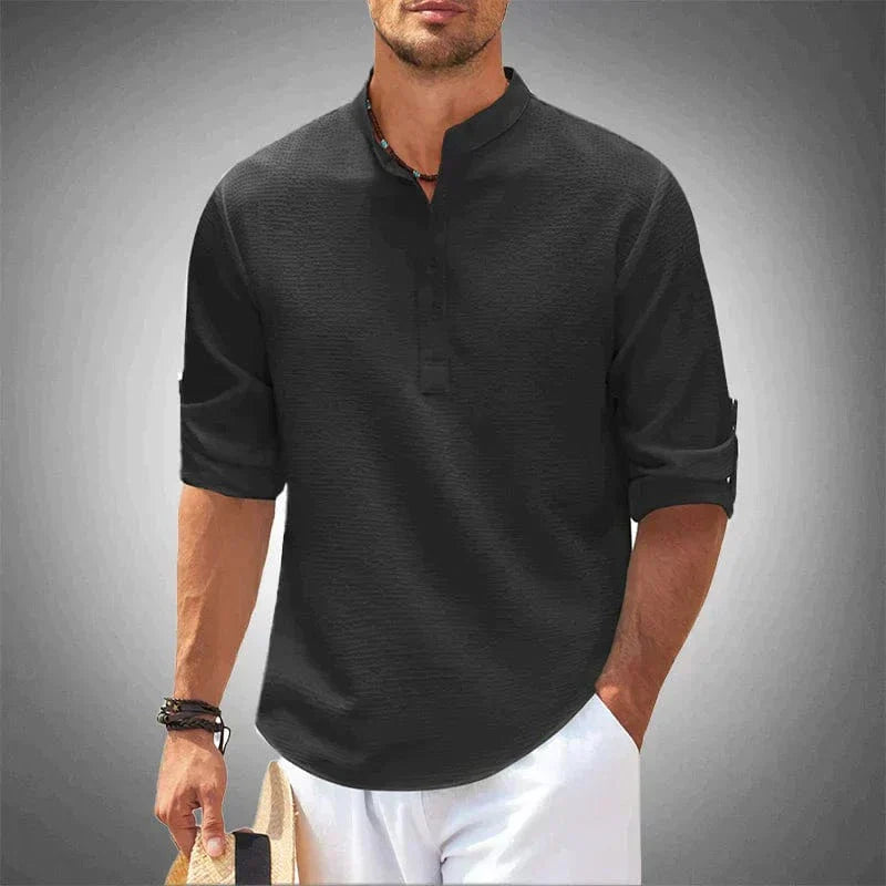 Gonzalo™ Camisa de manga larga de algodón-lino