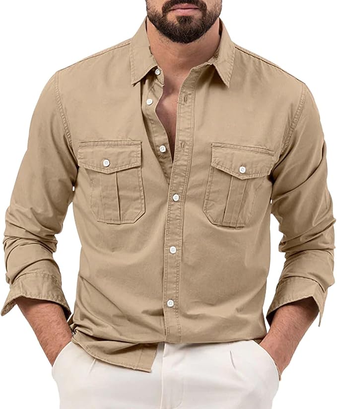 Gianluigi™ Camisa Casual de Carga de Algodón
