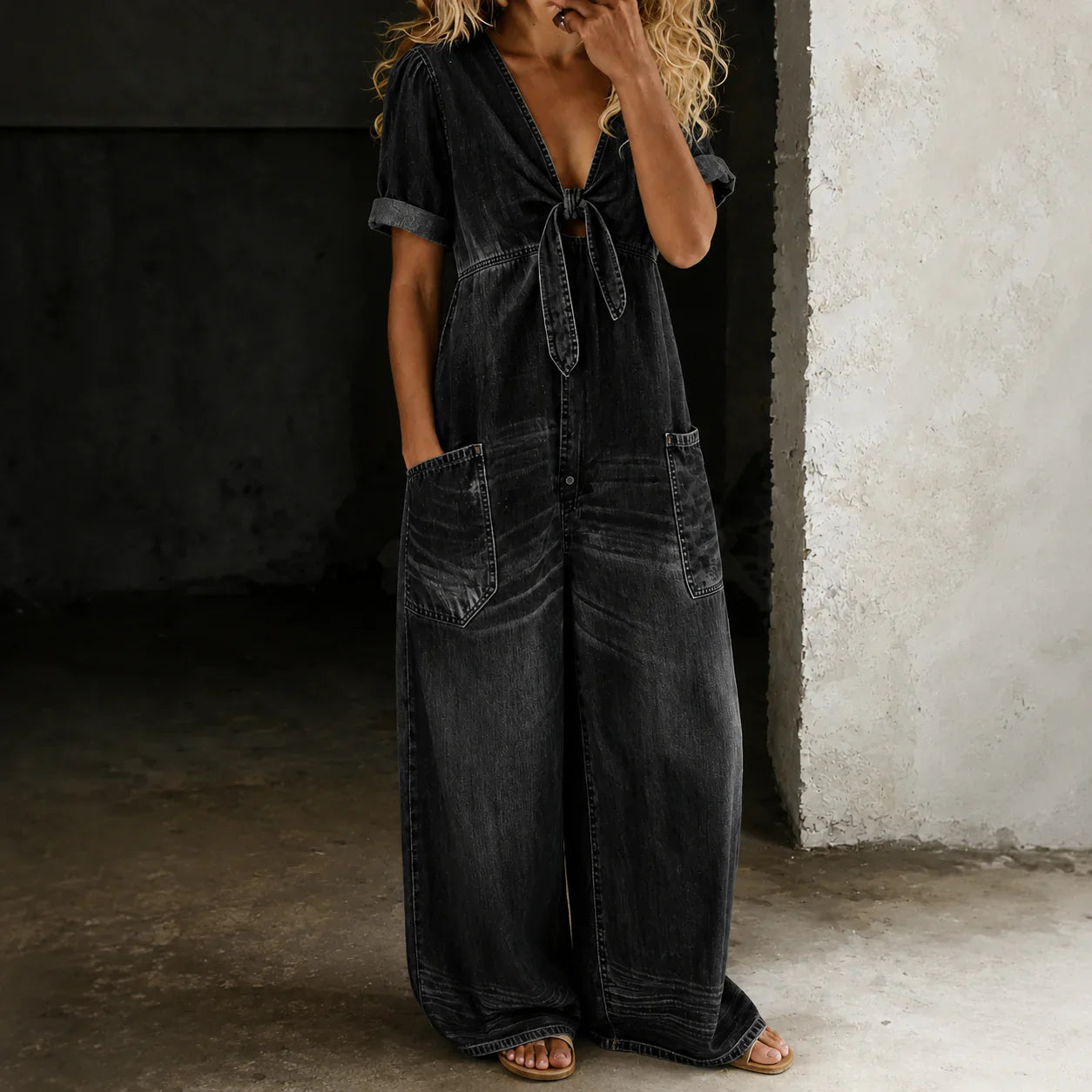 Maya | Salopetă din denim cu croială largă