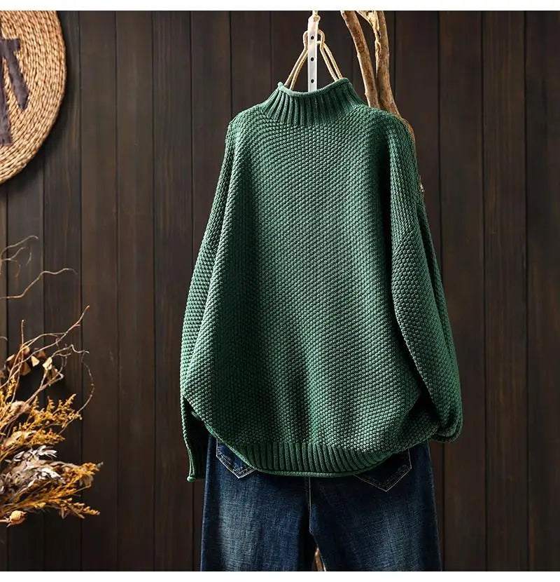 Helena™ Jersey de Cachemira con Cuello Alto y Patrón de Waffle