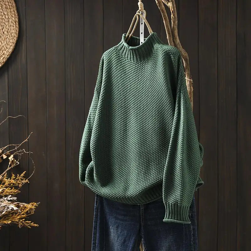 Helena™ Jersey de Cachemira con Cuello Alto y Patrón de Waffle