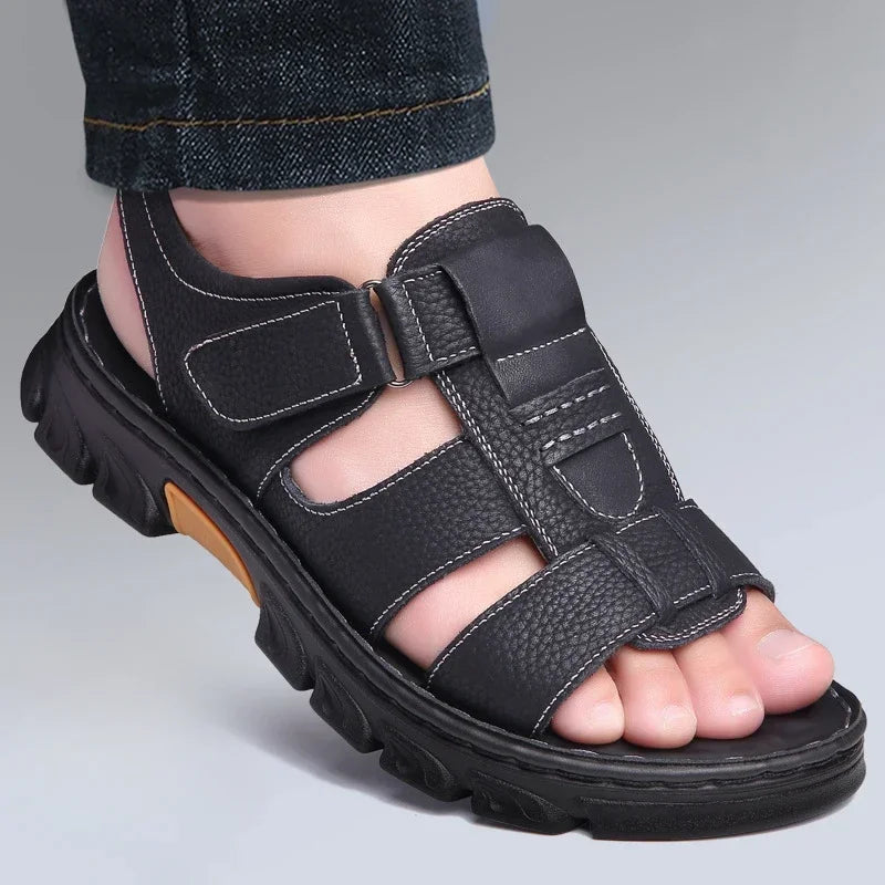 Erick - Sandalias casual de cuero para hombre