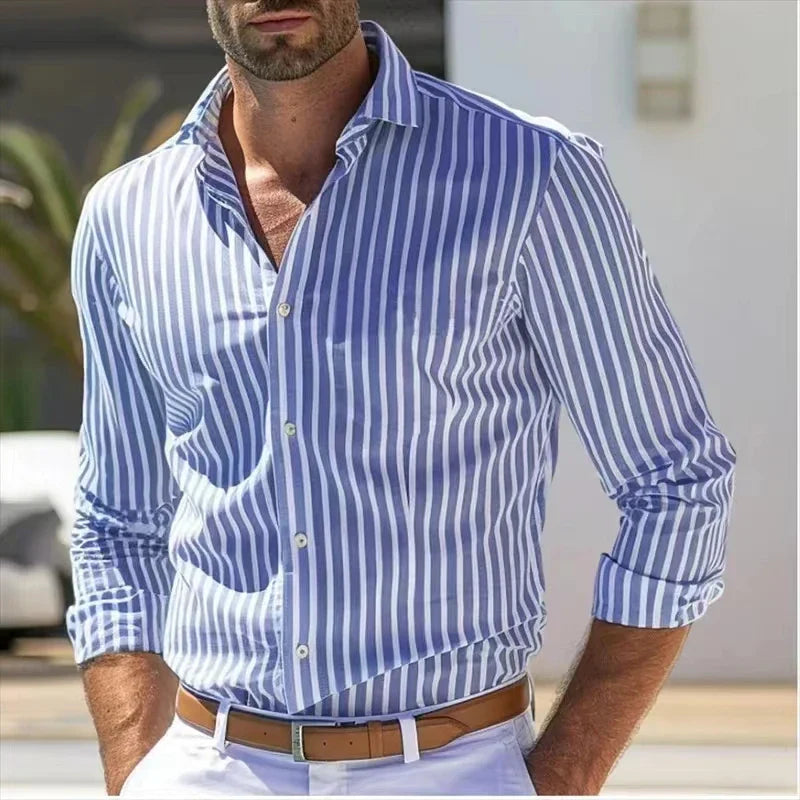Tiago™ Camisa de rayas bicolores de manga larga