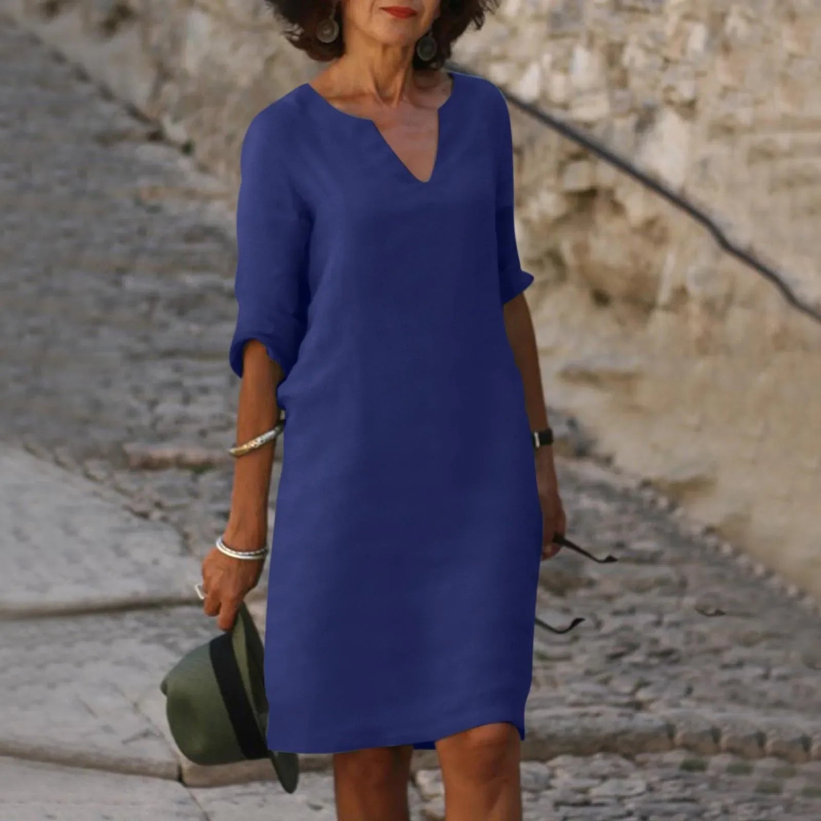 Josefina™ Elegante vestido de lino con escote en V