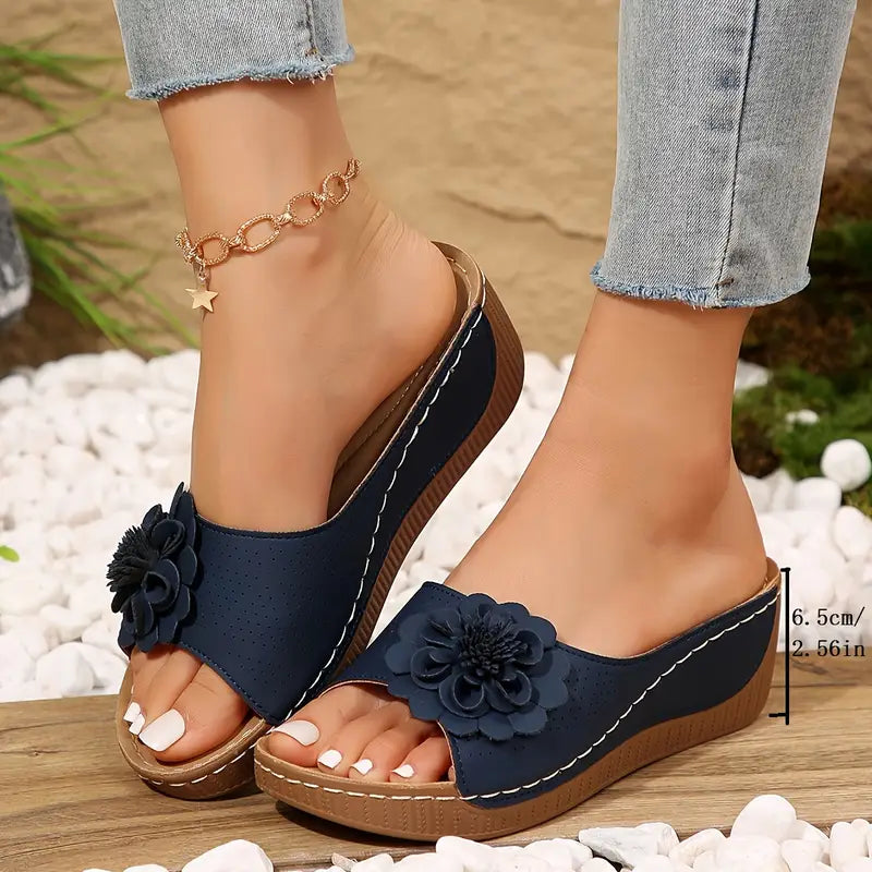 Viviana™ Sandalias de Cuero con Estampado Floral