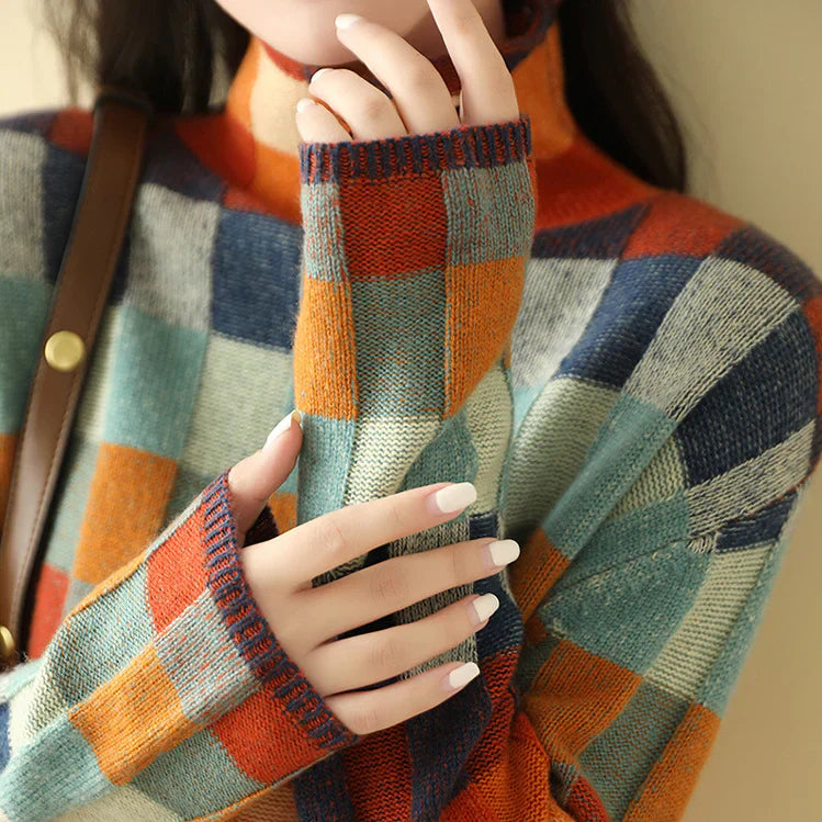 Jade | Jersey de Cachemira con Diseño de Patchwork