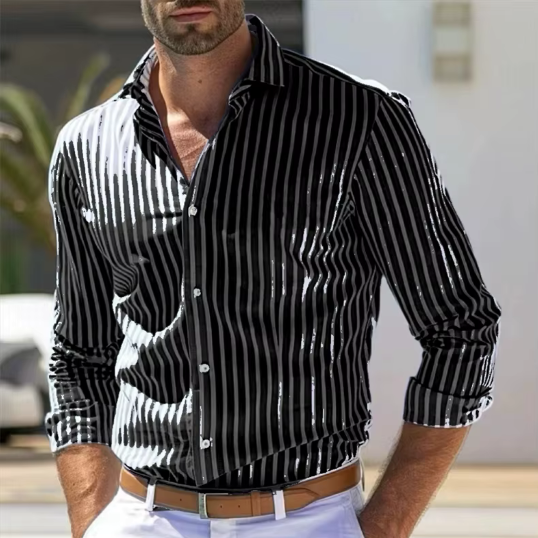 Tiago™ Camisa de rayas bicolores de manga larga